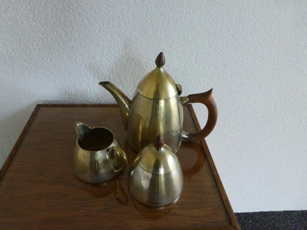 zware stijlvolle art deco koffie/theeset verzilverd, Antiek en Kunst, Antiek | Servies los, Ophalen of Verzenden
