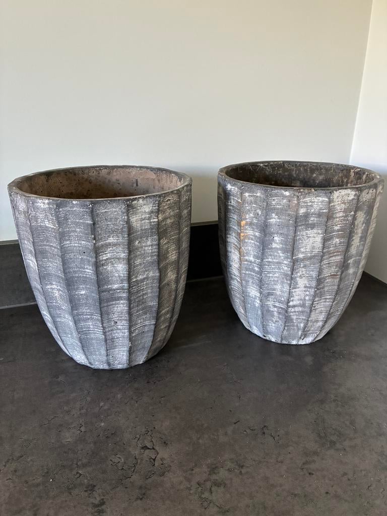 2 stenen potten, Tuin en Terras, Ophalen, Steen, Rond, Binnen
