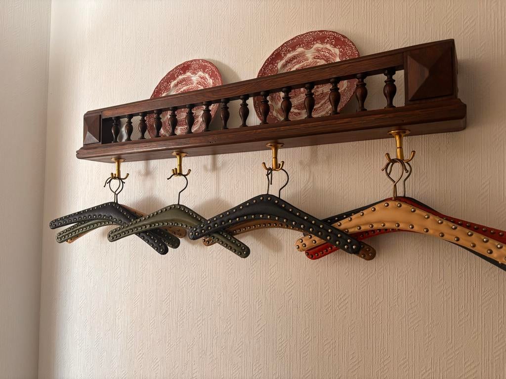Antieke houten kapstok met kleerhangers, Gebruikt, Minder dan 100 cm, Hout, Ophalen