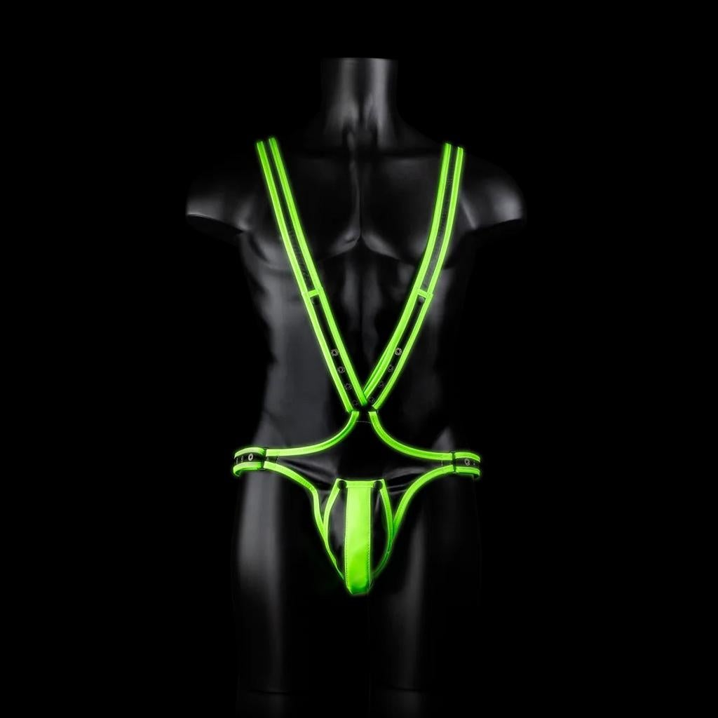 Glow in the dark heren harnas string., Kleding | Heren, Ondergoed, Ophalen of Verzenden, Zwart, Slip