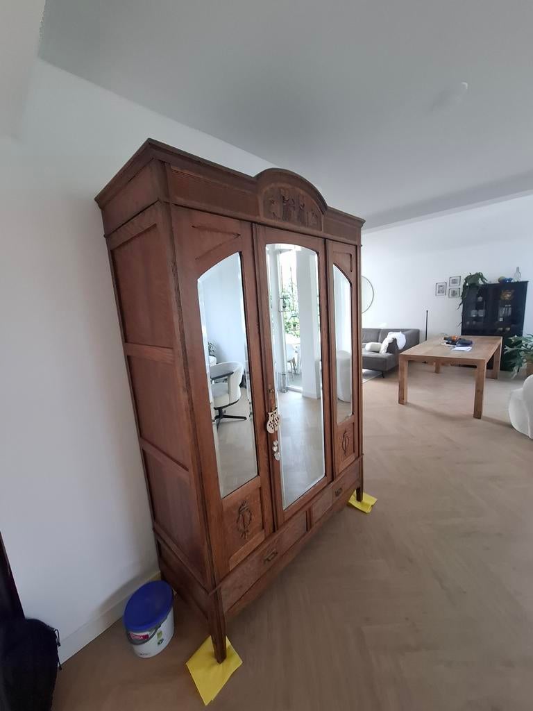 Antieke kast met spiegeldeuren, Antiek en Kunst, Ophalen