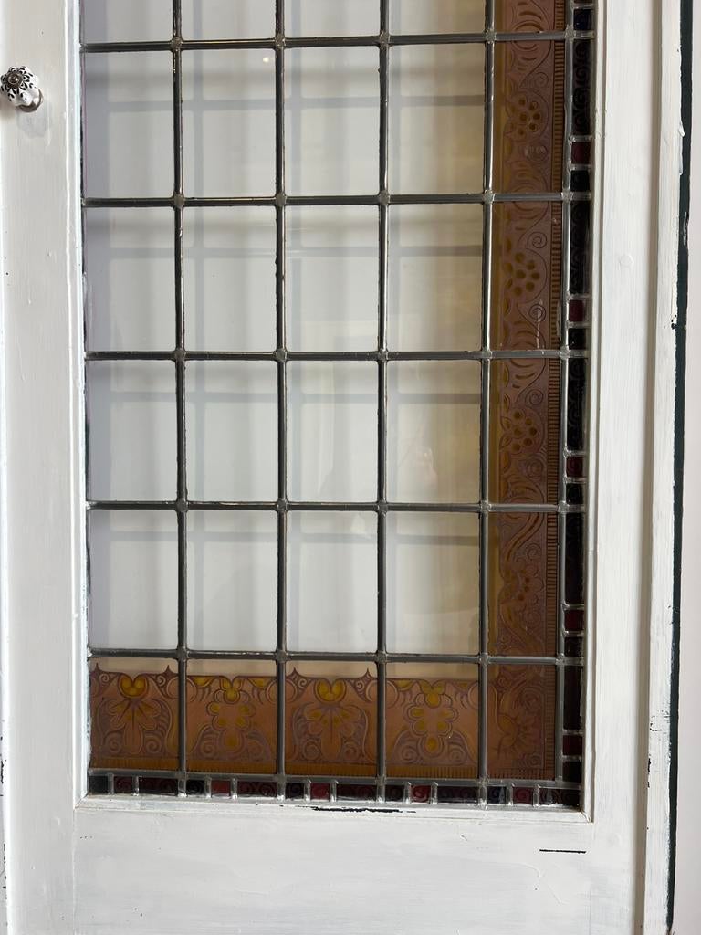Antieke ensuite schuifdeuren glas in lood gebrandschilderd!, Doe-het-zelf en Verbouw, Deuren en Horren, Gebruikt, Binnendeur, Ophalen of Verzenden