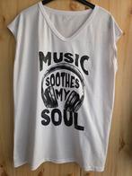 Music soothes my soul t-shirt, Verzenden, Zo goed als nieuw, Maat 52/54 (L), Wit