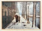 Langs de gracht, Antiek en Kunst, Kunst | Schilderijen | Klassiek, Ophalen of Verzenden