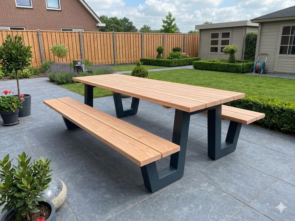 DIRECT Leverbaar Douglas Tafel Picknickset Tuintafel Actie, Ophalen of Verzenden, Nieuw, Rechthoekig, Hout