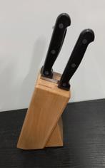 Sola Houten Messenblok met 2 Messen en Slijpstaaf, Ophalen of Verzenden, Nieuw, Hout, Bestekset