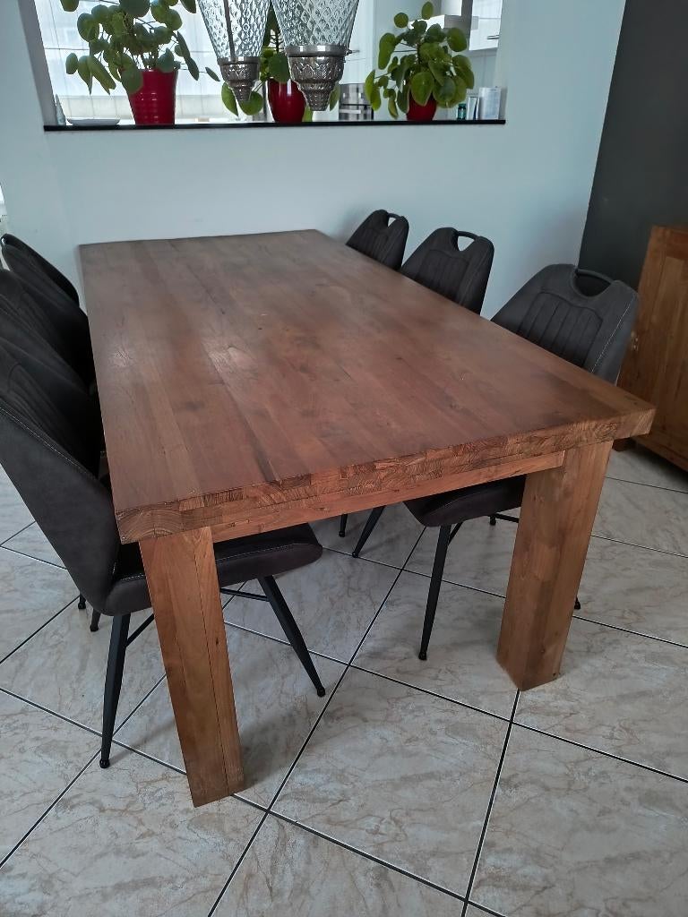 Eetkamer tafel 6 persoons, Huis en Inrichting, Ophalen, Gebruikt, Teakhout, 200 cm of meer
