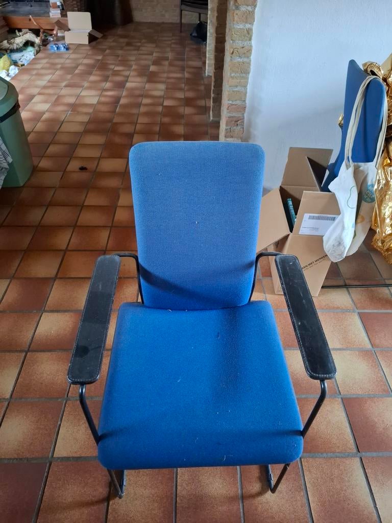 4 x eetkamerstoelen hennie de jong, Ophalen, Gebruikt, Blauw, Vier