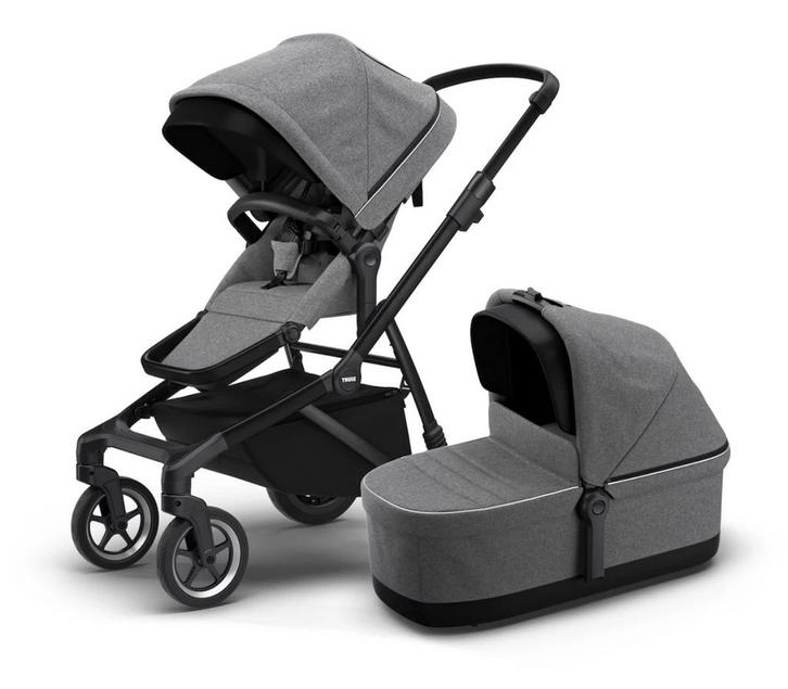 Complete Thule Sleek Duowagen + Wieg en Adapter, Kinderen en Baby's, Kinderwagens en Combinaties, Zo goed als nieuw, Combiwagen