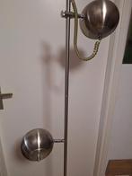 Stalamp chroomkleurig met twee spots, Ophalen, Metaal, 100 tot 150 cm