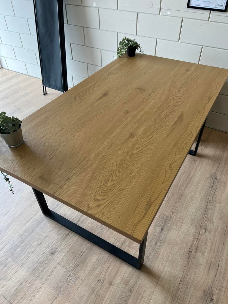 JYSK Eettafel – Zwart Eiken 160x90 cm | zeer netjes, Zo goed als nieuw, 150 tot 200 cm, Rechthoekig, 50 tot 100 cm