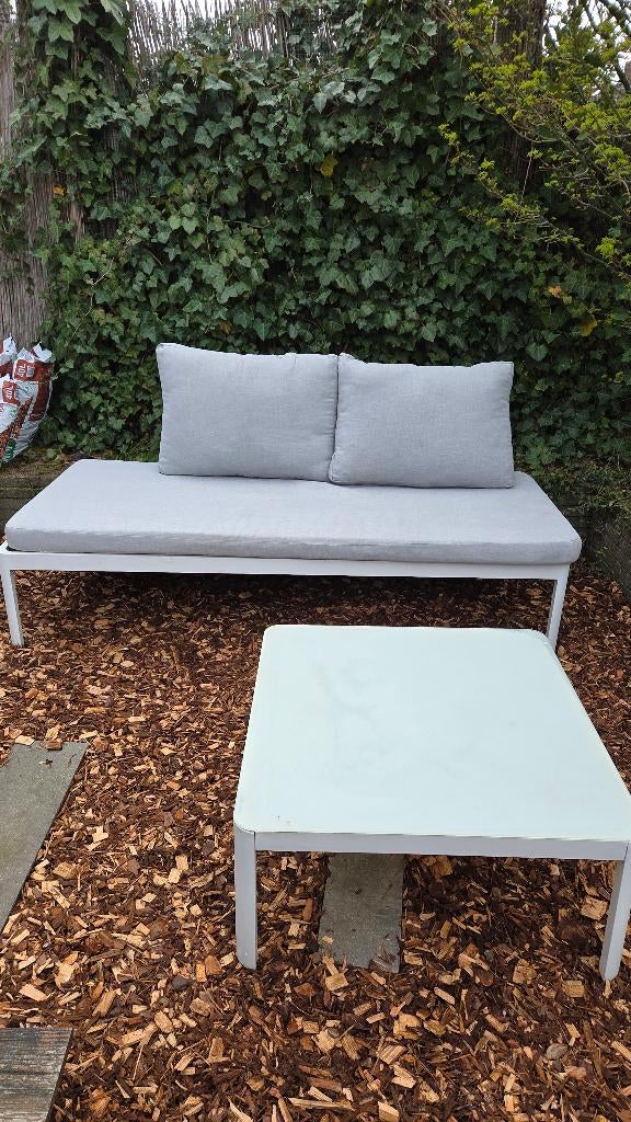 Tuinbank met tafeltje, Tuin en Terras, Tuinbanken, Ophalen, Gebruikt