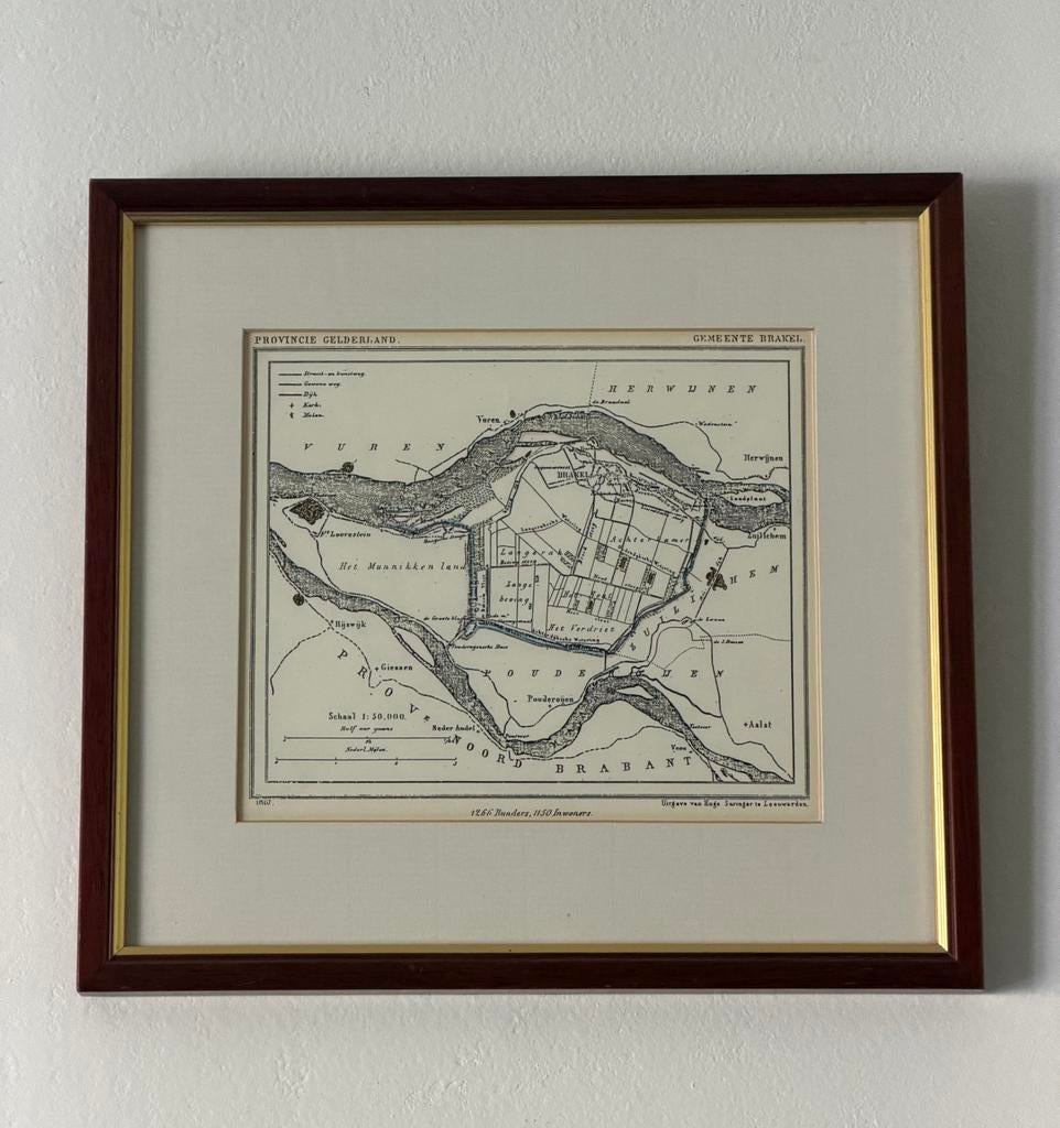 Oude plattegrond/kaart provincie Gelderand gemeente Brakel, Ophalen