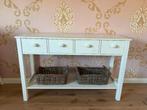 Landelijke sidetable / haltafel wit met 4 lades + 2 manden, Ophalen, 100 tot 150 cm, Zo goed als nieuw, 25 tot 50 cm
