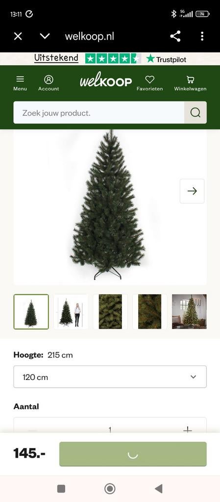 Black Box Trees Kingston Kunstkerstboom – 215 cm – Zgan, Ophalen, Zo goed als nieuw