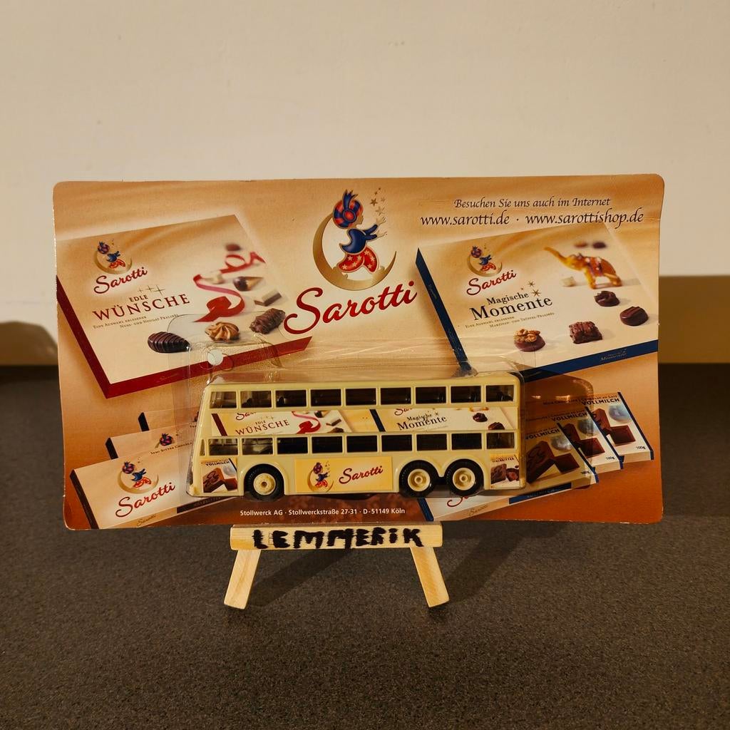 Sarotti Dubbeldekker Busje - Chocolade Reclame Item, Hobby en Vrije tijd, Modelauto's | 1:87, Ophalen of Verzenden, Nieuw, Bus of Vrachtwagen