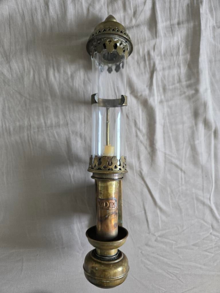 Antieke trein wagon kandelaar voor kaars, Antiek en Kunst, Ophalen of Verzenden, Koper of Brons