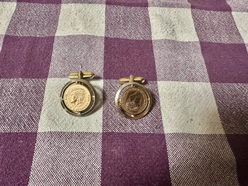 Manchetknopen John F Kennedy, Sieraden, Tassen en Uiterlijk, Ophalen of Verzenden, Gebruikt, Overige materialen, Verguld