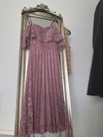 Midi kanten jurk lila paars maat XS / S, Galajurk, Verzenden, Paars, Zo goed als nieuw
