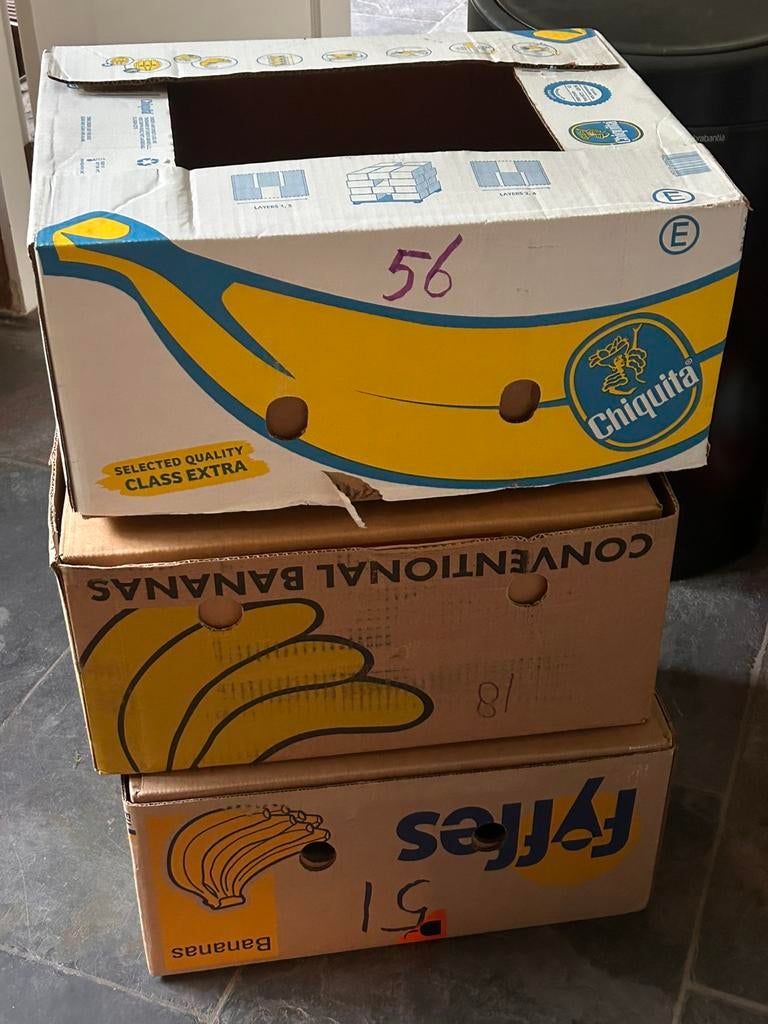 Gratis 3 bananendozen, Doe-het-zelf en Verbouw, Kratten en Dozen, Ophalen, Doos, 40 tot 60 cm, 50 tot 75 cm
