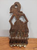 Houtsnijwerk lepelrek met 6 theelepeltjes, Ophalen of Verzenden