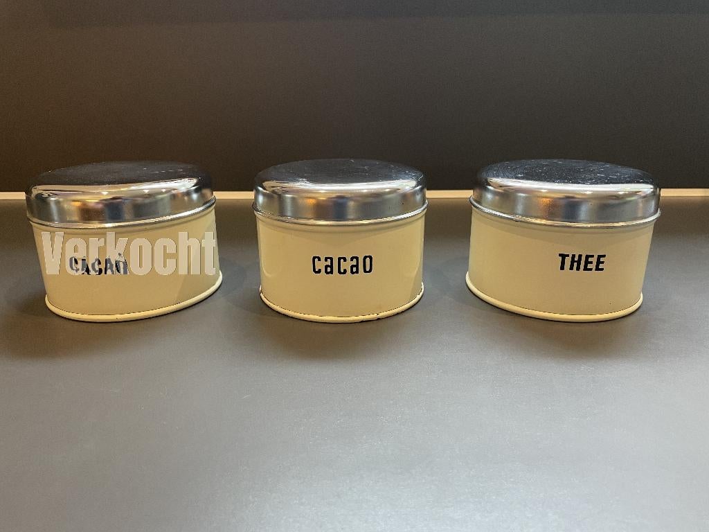 D536 Brabantia Vintage voorraadpotten Thee Cacao, Voorraadpot, Ophalen of Verzenden, Gebruikt, Brabantia