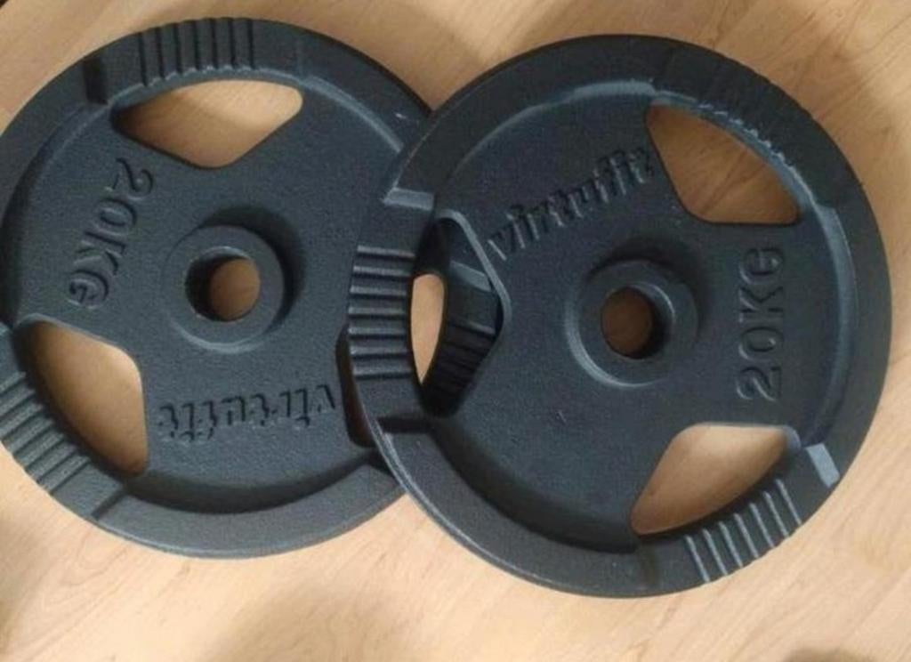 VirtuFit 2x Halterschijven 20KG (50mm), Sport en Fitness, Fitnessmaterialen, Ophalen, Zo goed als nieuw, Rug, Halterschijven