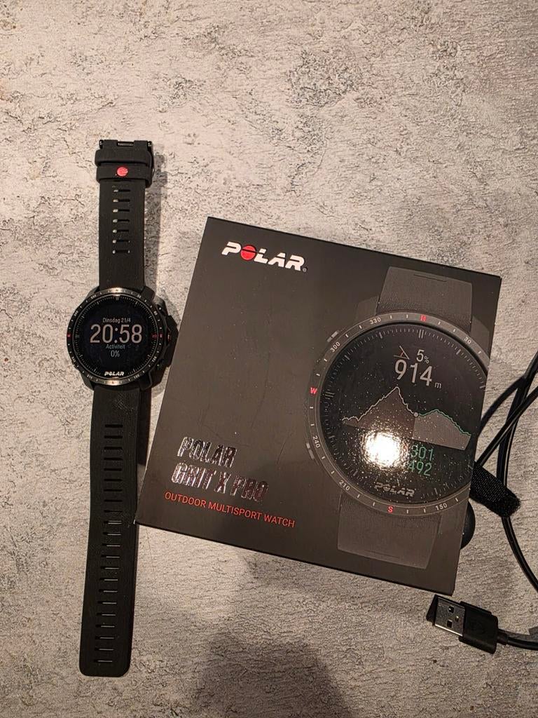 Polar Grit X Pro Outdoor Multisport Horloge Zwart, Zwart, Ophalen of Verzenden, Zo goed als nieuw, Waterdicht