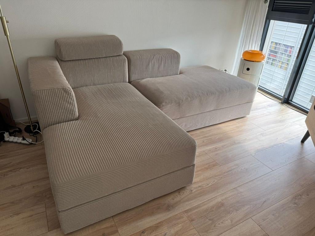 IKEA JÄTTEBO bank (Chaise longue) Samsala grijsbeige, Ophalen, 125 tot 150 cm, Hoekbank, Driepersoons