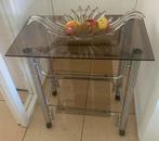 Thee wagen met glazen platen en metalen frame, Ophalen, Gebruikt, Metaal of Aluminium, 55 tot 75 cm