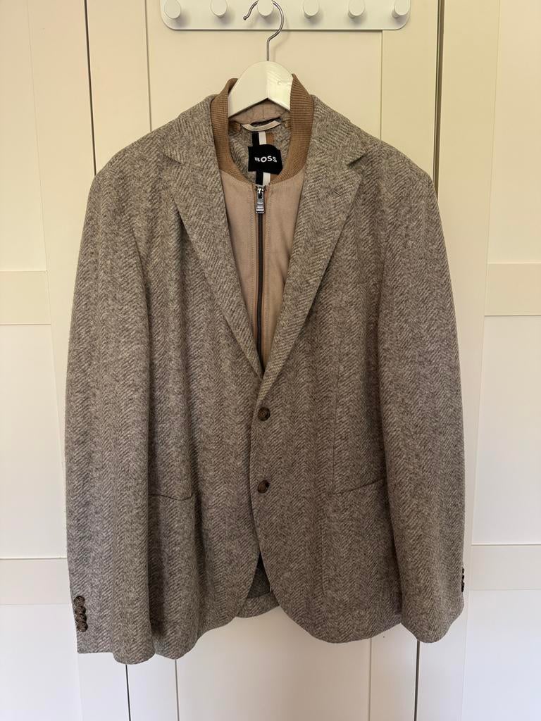 Hugo Boss cobertjas heren L beige, Kleding | Heren, Kostuums en Colberts, Ophalen of Verzenden, Zo goed als nieuw, Maat 52/54 (L)