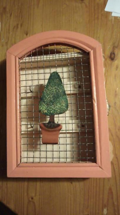 Houten Sleutelkastje met Decoratie, Gebruikt, Overige typen, Ophalen of Verzenden, Minder dan 100 cm