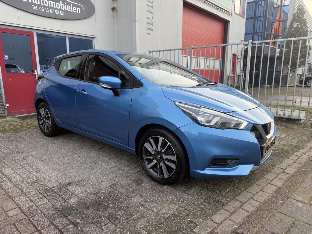 Nissan Micra 1.0L Acenta (bj 2017), Stof, Gebruikt, Blauw, Origineel Nederlands