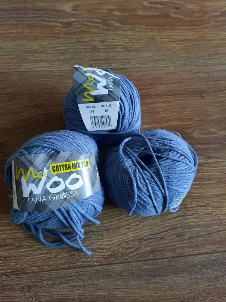 3x Lana Crossa mc woon cotton mix 130 kleurcode 145, Ophalen of Verzenden, Nieuw, Breien of Haken, Wol of Garen