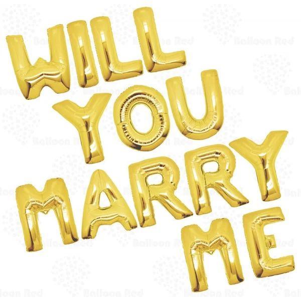 Ballonnen set Will You Marty Me, Hobby en Vrije tijd, Feestartikelen, Nieuw, Versiering, Valentijn of Romantisch, Ophalen of Verzenden