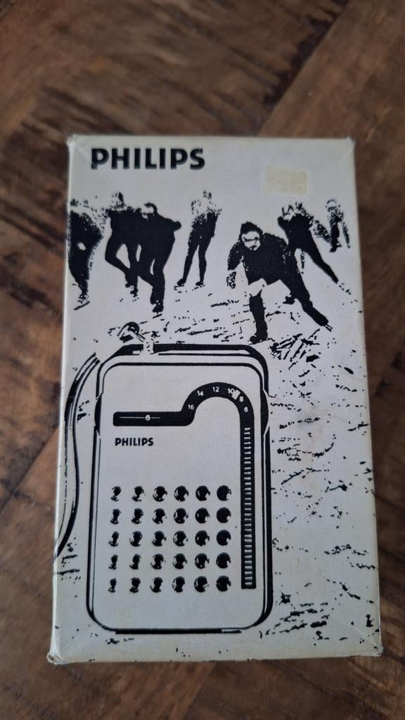 Vintage Philips AM Transistorradio in originele doos, Audio, Tv en Foto, Radio's, Ophalen of Verzenden, Zo goed als nieuw, Transistorradio