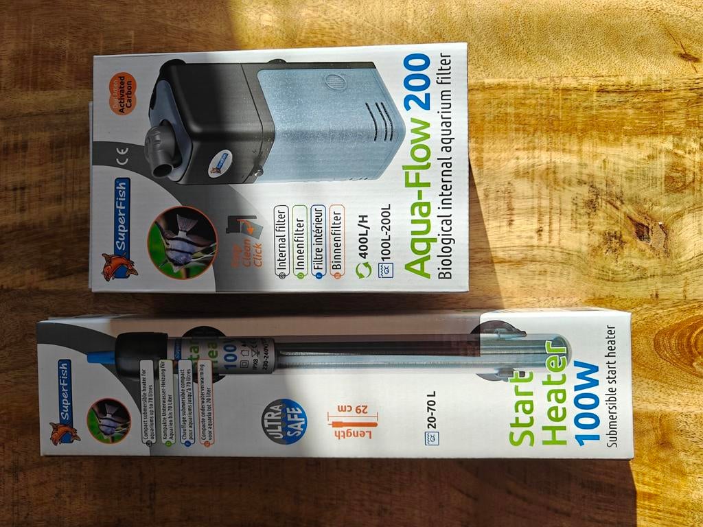 Superfish heater 100w + aquaflow 200 filter nieuw, Dieren en Toebehoren, Ophalen of Verzenden, Nieuw