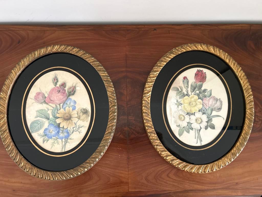 Set van 2 Vintage Botanische Prints – P.J. Redouté, Antiek en Kunst, Ophalen of Verzenden