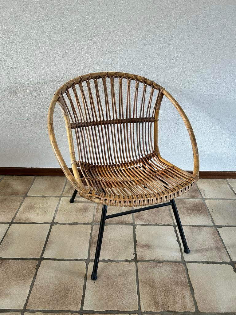 Vintage rotan stoel uit de jaren 60, Antiek en Kunst, Ophalen