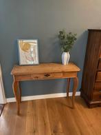 Houten side table met lade, Huis en Inrichting, Tafels | Sidetables, Ophalen, 100 tot 150 cm, Eikenhout, Zo goed als nieuw