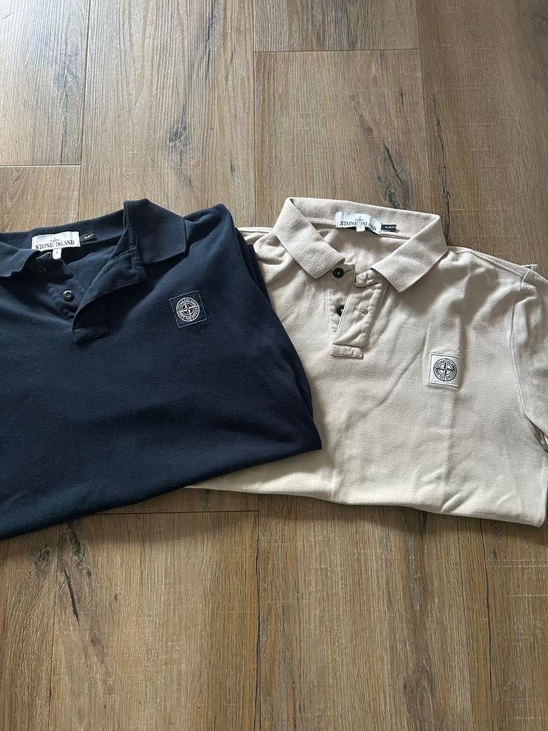 Mooie polo's in donkerblauw en beige (S/kleine M), Kleding | Heren, Polo's, Blauw, Ophalen of Verzenden, Zo goed als nieuw, Maat 46 (S) of kleiner