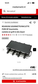 BOURGINI GOURMETTE/RACLETTE PURE 8P Zwart, Ophalen of Verzenden, Nieuw, 8 personen of meer