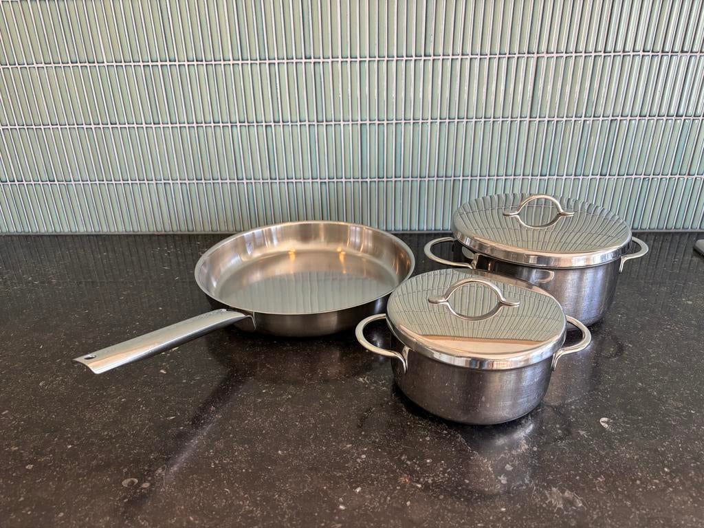 SIGG CALOTHERM 18/10 RVS - 3-delige pannenset, Ophalen, Pannenset, Zo goed als nieuw, Rvs
