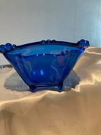 Kobaltblauwe schaal L E Smith met noppen, Ophalen of Verzenden
