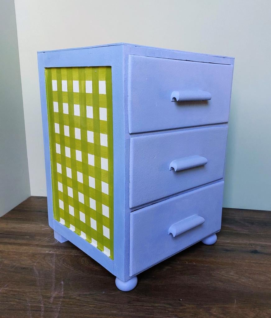 Nachtkastje handgeschilderd vintage, Huis en Inrichting, Kasten | Ladekasten, Ophalen, Minder dan 50 cm, 1 of 2 laden, Minder dan 100 cm