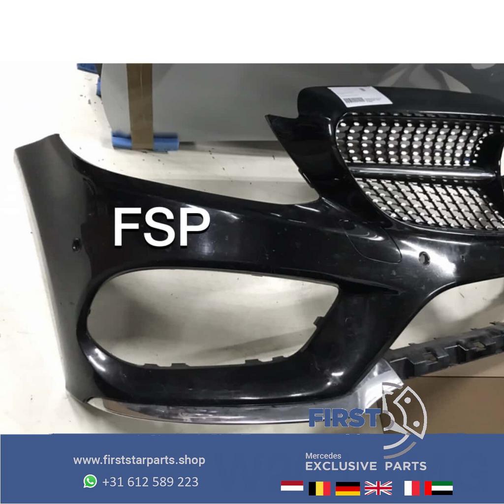 W205 C43 AMG VOORBUMPER + DIAMOND GRIL Mercedes C Klasse 201, Gebruikt, -, Voor, -