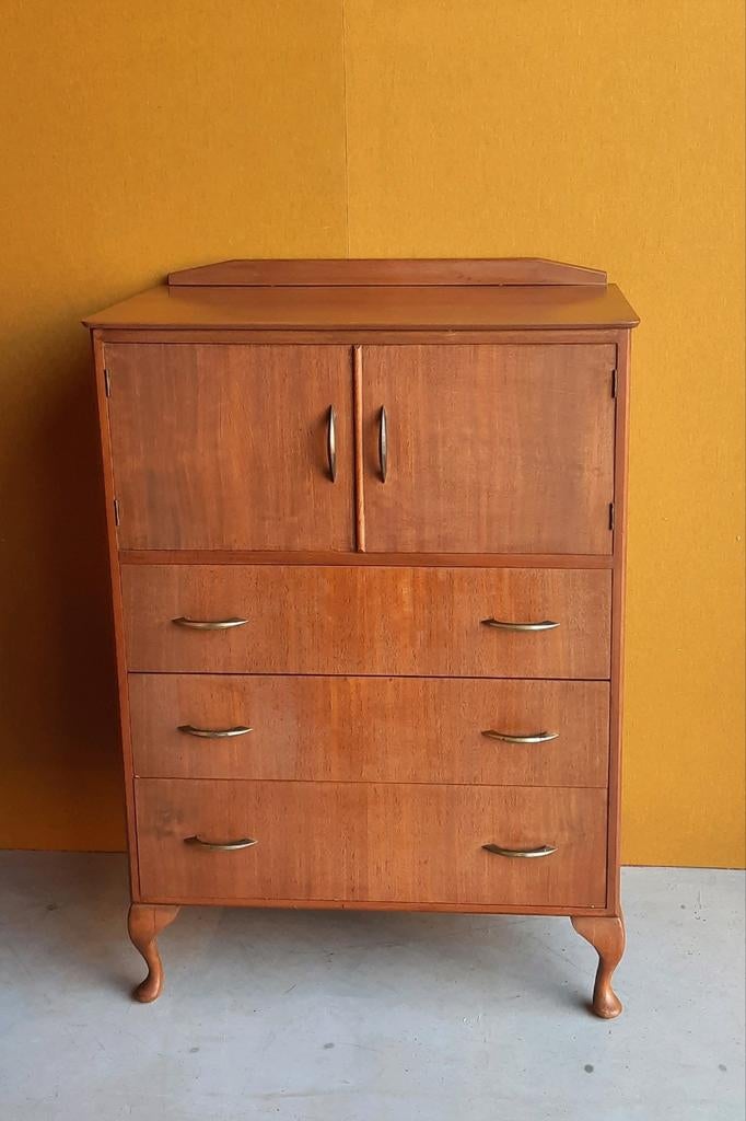 Engels vintage kastje in Queen Ann style, ladekast, kabinet, Ophalen, Gebruikt, Met deur(en), Vintage