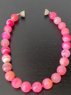 Eyecatcher Facet geslepen fucsia edelstenen ketting, Ophalen of Verzenden, Zo goed als nieuw, Steen of Mineraal