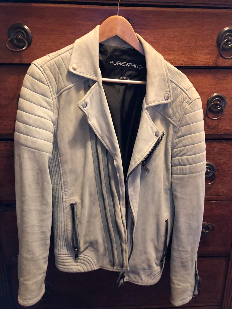 Leren jasje motorjas suede, Verzenden, Zo goed als nieuw, Groen