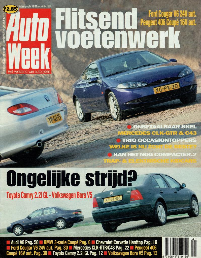Autoweek 1998 nr. 49 (o.a. Ford Cougar & Peugeot 406 Coupé), Verzenden, Gelezen, Algemeen